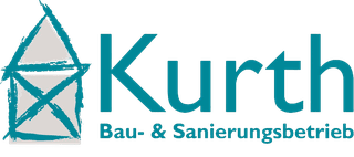 Logo des Bau- und Sanierungsbetriebs Kurth mit stilisierter Hausgrafik und blauem Schriftzug.